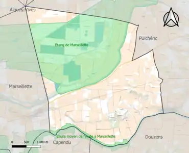 Carte des ZNIEFF de type 1 sur la commune.