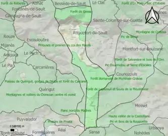 Carte des ZNIEFF de type 1 sur la commune.