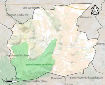 Carte de la ZNIEFF de type 1 sur la commune.