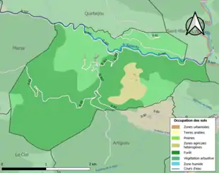 Carte en couleurs présentant l'occupation des sols.