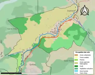 Carte en couleurs présentant l'occupation des sols.