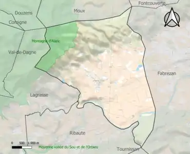 Carte de la ZNIEFF de type 1 sur la commune.