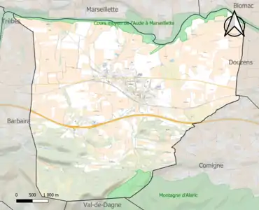 Carte des ZNIEFF de type 1 sur la commune.