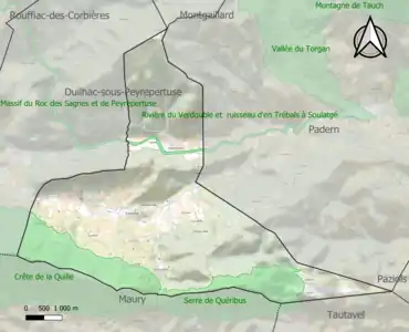 Carte des ZNIEFF de type 1 sur la commune.