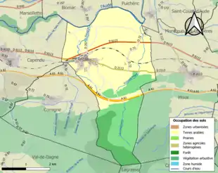 Carte en couleurs présentant l'occupation des sols.