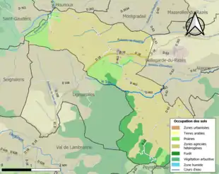 Carte en couleurs présentant l'occupation des sols.