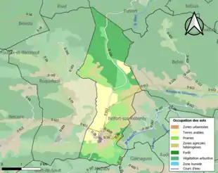 Carte en couleurs présentant l'occupation des sols.