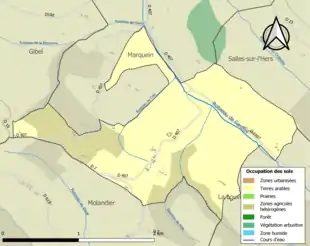 Carte en couleurs présentant l'occupation des sols.