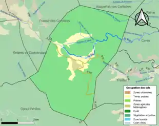 Carte en couleurs présentant l'occupation des sols.