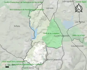 Carte des ZNIEFF de type 1 sur la commune.