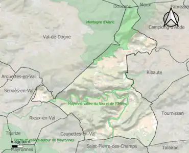 Carte des ZNIEFF de type 1 sur la commune.