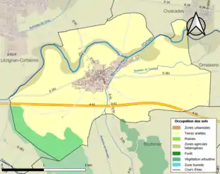 Carte en couleurs présentant l'occupation des sols.