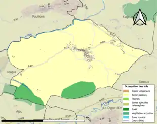 Carte en couleurs présentant l'occupation des sols.