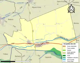 Carte en couleurs présentant l'occupation des sols.