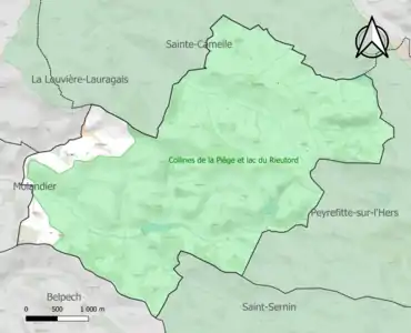 Carte de la ZNIEFF de type 1 sur la commune.