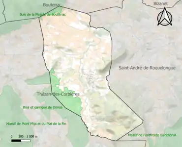 Carte des ZNIEFF de type 1 sur la commune.