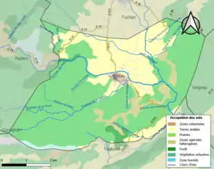 Carte en couleurs présentant l'occupation des sols.