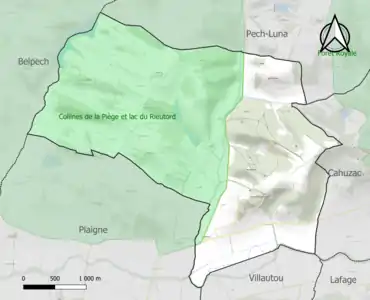 Carte de la ZNIEFF de type 1 sur la commune.