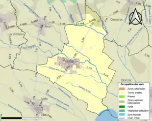 Carte en couleurs présentant l'occupation des sols.