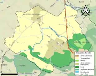 Carte en couleurs présentant l'occupation des sols.