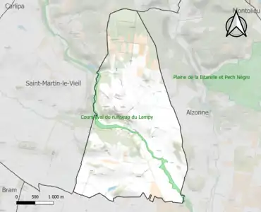 Carte de la ZNIEFF de type 1 sur la commune.