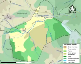 Carte en couleurs présentant l'occupation des sols.