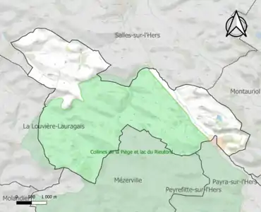 Carte de la ZNIEFF de type 1 sur la commune.