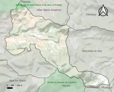 Carte de la ZNIEFF de type 1 sur la commune.