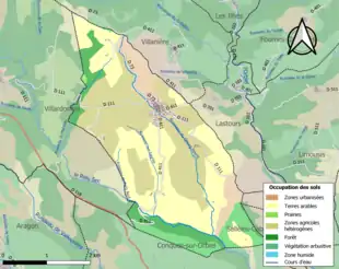 Carte en couleurs présentant l'occupation des sols.