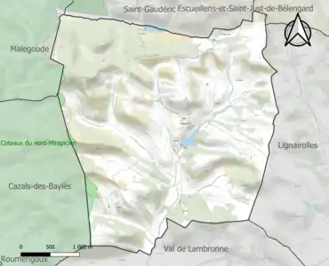 Carte de la ZNIEFF de type 1 sur la commune.