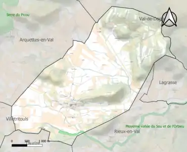 Carte de la ZNIEFF de type 1 sur la commune.