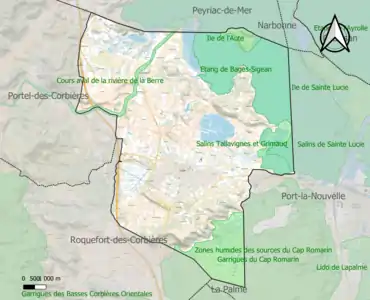 Carte des ZNIEFF de type 1 sur la commune.