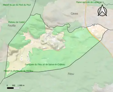 Carte des ZNIEFF de type 1 sur la commune.