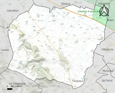 Carte de la ZNIEFF de type 1 sur la commune.