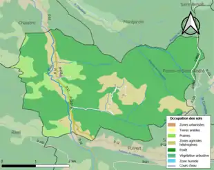 Carte en couleurs présentant l'occupation des sols.