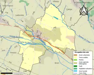 Carte en couleurs présentant l'occupation des sols.