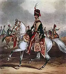 Officier hussard anglais du 11e régiment en 1856.