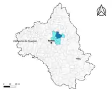 Bozouls dans le canton du Causse-Comtal en 2020.