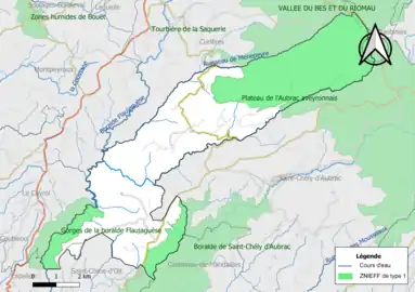 Carte des ZNIEFF de type 1 de la commune.