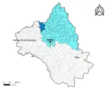 Conques-en-Rouergue dans l'arrondissement de Rodez en 2020.