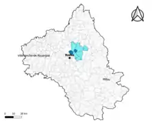 Sébazac-Concourès dans le canton du Causse-Comtal en 2020.