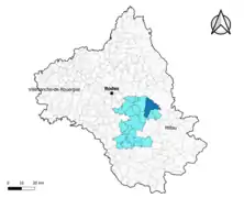 Vézins-de-Lévézou dans le canton de Raspes et Lévezou en 2020.