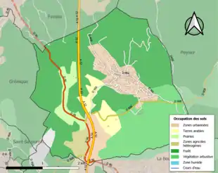 Carte en couleurs présentant l'occupation des sols.