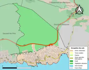 Carte en couleurs présentant l'occupation des sols.