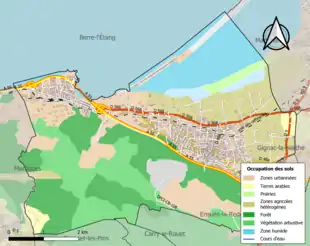 Carte en couleurs présentant l'occupation des sols.