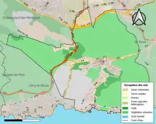 Carte en couleurs présentant l'occupation des sols.