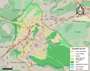 Carte en couleurs présentant l'occupation des sols.