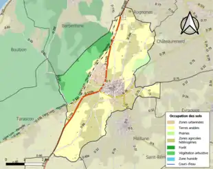 Carte en couleurs présentant l'occupation des sols.