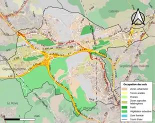 Carte en couleurs présentant l'occupation des sols.