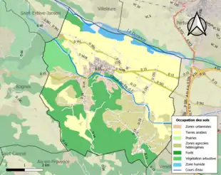 Carte en couleurs présentant l'occupation des sols.